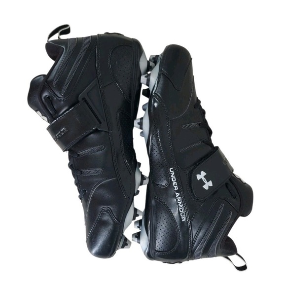 Under Armour Intensity Mid Football Cleats Men 13.5 D Black Dual Plate Tech - Picture 8 of 13